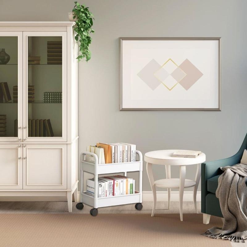 Prostorově úsporný pojízdný úložný vozík Pevný plastový servisní vozík Příslušenství pro knihy, náčiní a další Organizace
