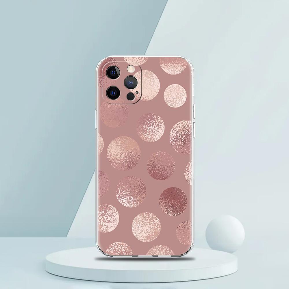Gold Pink Rose Glitter Hearts Luxury Phone Case For iPhone 16 15 14 13 12 11 Pro Max XS X XR SE 7 8 Plus Silicone Clear Cover