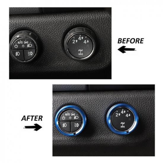 8xBlue Air con Swithes Radio knobs Cover Rings Set For Chevy Colorado/Canyon 14+