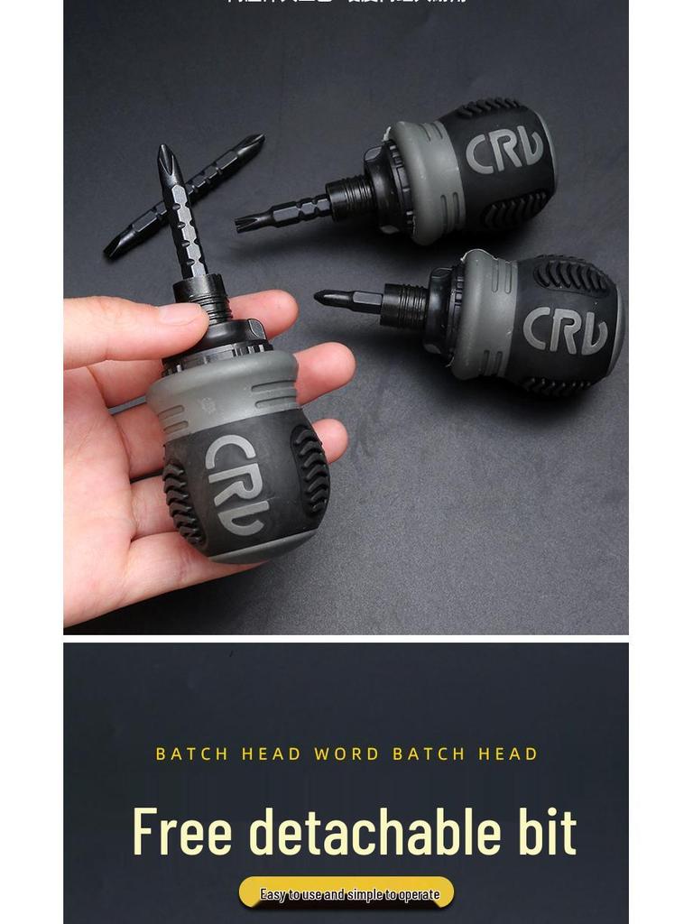 Dual-Head Ratcheting Telescopic Screwdriver with Phillips, Slotted, and Torx Heads