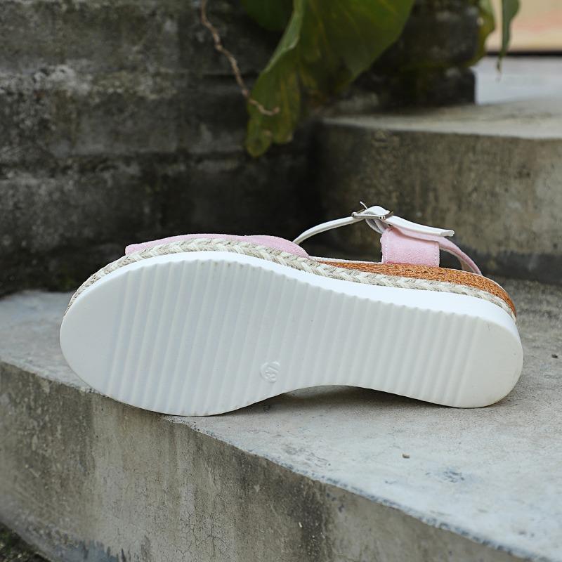 Fashion 2025 Plus Size Adjustable Buckle Straps Women's Mixed Color Sandals Platform Wedge Outdoor Casual Round Toe Shoes for Daily Wear
