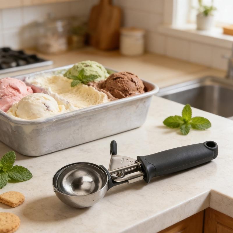 Bequemer Eiscreme-Löffel Edelstahl-Löffel Schnelle Entnahme Für Keksteig Einfach zu bedienen Küchenutensil