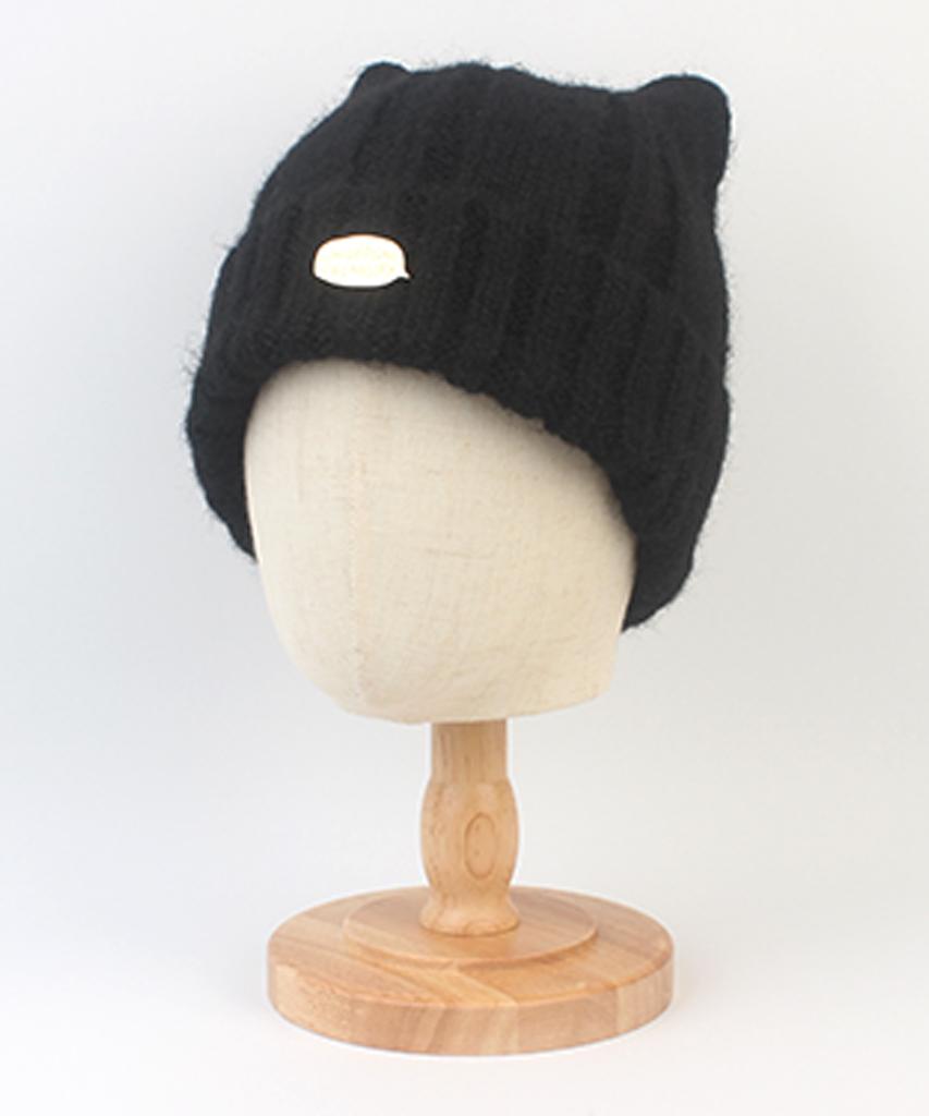 Yunibeosyeolkemiseuteuli Wool Cat Black Bubble Beanie Cat Beanie