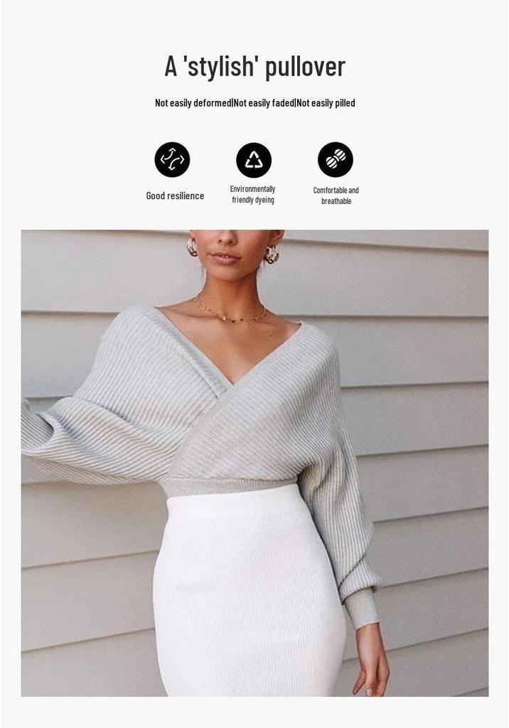 2025 Spring Off-Shoulder Knitted Pullover Sweater for Women - Long Sleeves, Versatile Inner or Outer Wear