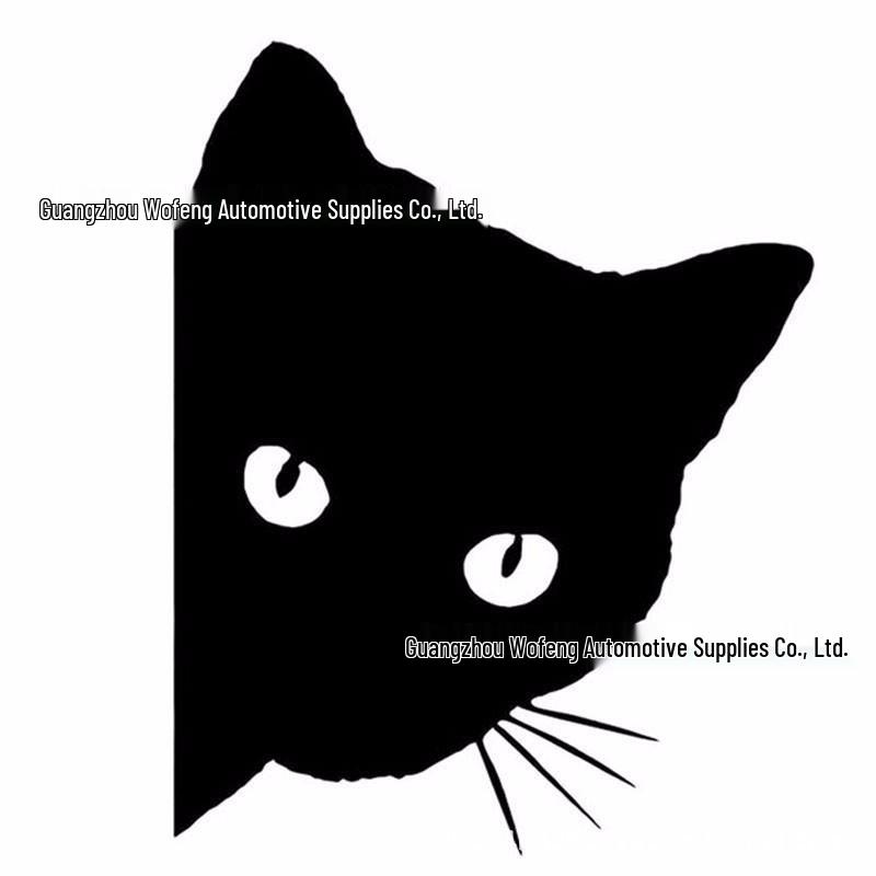 Reflective Cartoon Cat Car Sticker - Peeking Cat Design