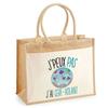 Beach Bag - PLANETEE - Jute with Kite Pocket I Can't - Cotton - Multicolored - 43 X 33 Cm