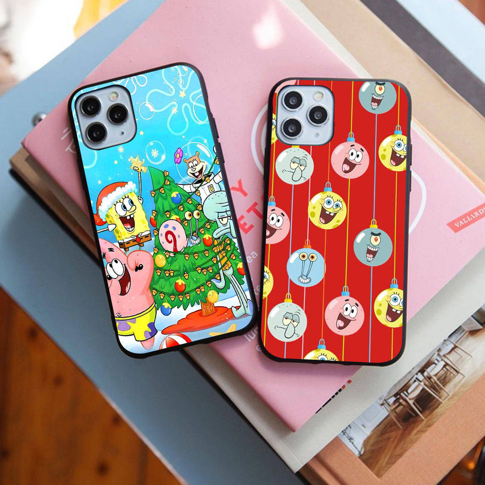 Carcasă pentru iPhone 16 15 Plus 14 13 12 11 Pro 8 7 6S 6 SE 5S X XR XS Max Realme C30 C33 C31 9I Negru Sofe Cover SI40 Drăguț SpongeBob