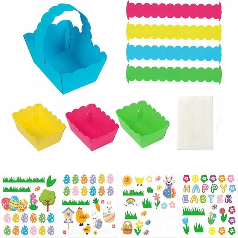 Osterkorb-Set mit 8 Stück Körben und Aufklebern für Handarbeitsprojekte, Basteln und Festival-Geschenkverpackung Spielzeug