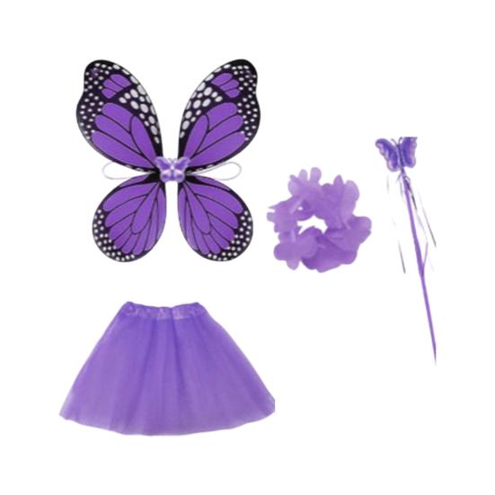 

1 Набір Костюм Гуски з Крилами Метелика для Порога Регульований Розмір Крила Феї Спідниця-Тутю Бажальна Паличка Набір Квіткових Корон Наряд для Домашніх Тварин Садовий Декор фіолетовий