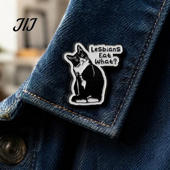 Canvas Bags Brooch Cartoon Black Cat Pin, Enamel Animal Lapel Pin for Collars Decorative Pins Men Women, Badge Clothing Scarves Sweaters Alloy