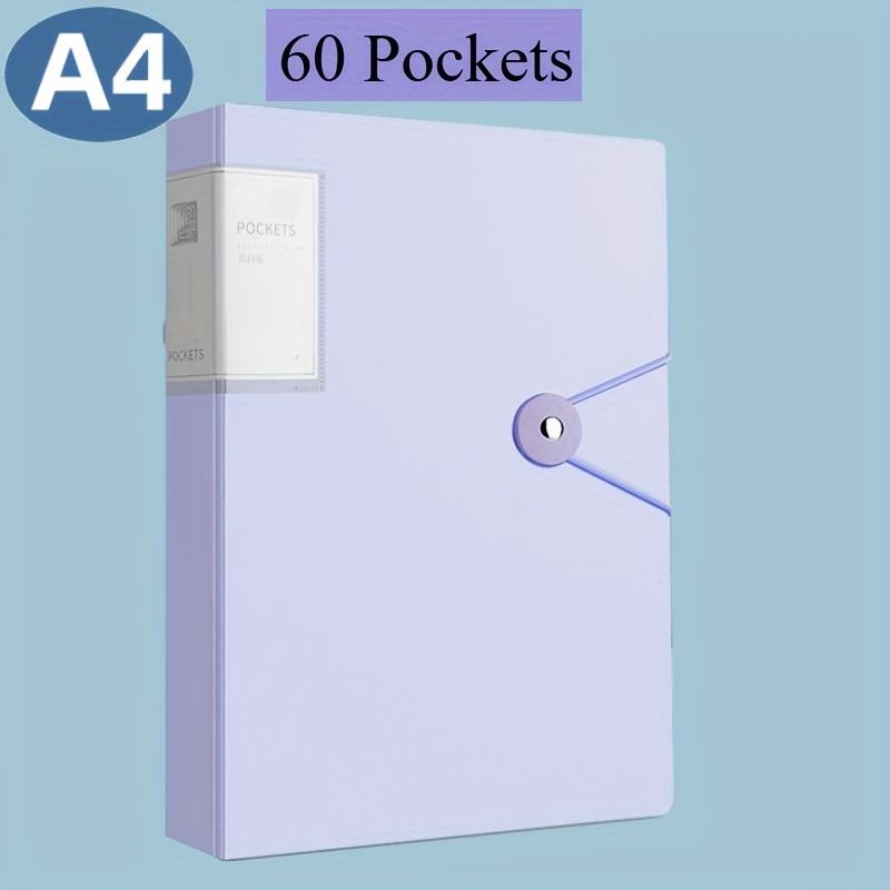 Durable 60-Pocket A4 Folder File Bag, High Transparency & Waterproof, Ideal for Exam Papers & A4 Size Documents,Perfect for Home
