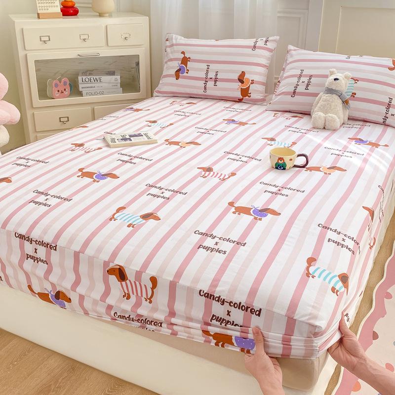 Class A Pure Cotton Mother and Baby Fitted Sheet In Fresh Style - Washed Cotton Mattress Protector Three-Piece Set