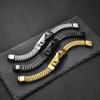 Mens Titanium Steel Cycling Chain Bracelet Hip Hop Style Unisex Bold Geometric Link Wristband Gold Black