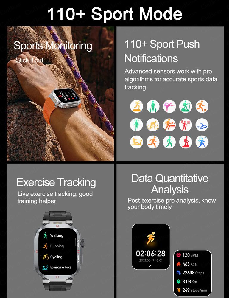New 1.91 Outdoor Military Men Smart Watch Men Bluetooth Call Smartwatch Men For Android IOS IP68 Waterproof Ftiness Watches