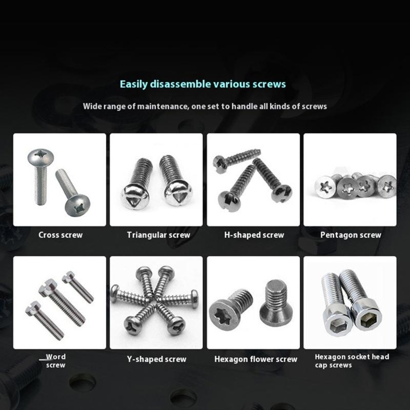 Professional Multiple Bit Steel Screwdriver Kit Magnetic Tip Design for Precise Phone Computer Maintenance DIY Projects