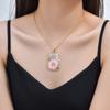 Dried Flowers Pendant Necklace for Women,Resin Geometric Dry Flower Necklaces,Stainless Steel Charms Jewelry Gift