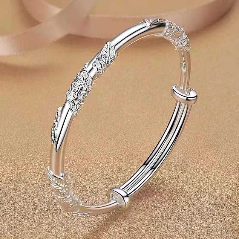 Pulsera elegante de Plata de Ley 925 con pantalla de apertura de pavo real, brazaletes para mujer, accesorios de moda para fiesta y boda, regalo de joyería