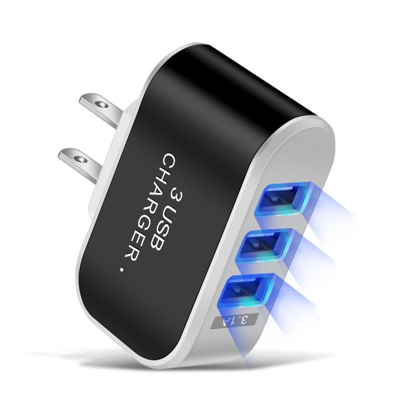 5V 1A 3-Port USB Wall Charger Adapter Candy Color For Mobile Phone Travel IPhone Charging Adapter With Indicator For Android Box