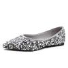 Fashion Women's Flat Shoes Pointed Toe Silver Elegant Party Black Ladies Footwear Low Heel Luxury Brand Fashionable Slip on Promotion 39