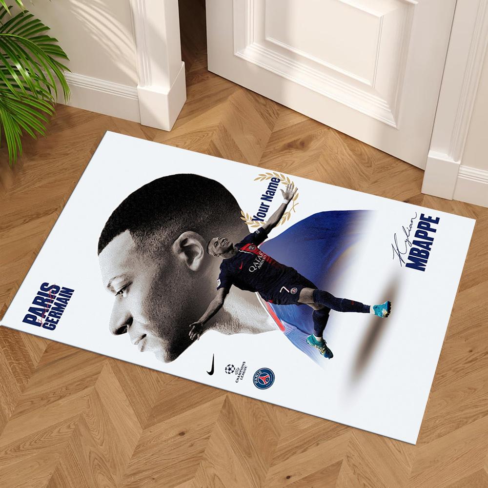Mbappé Customize Text Floor Rug Office Rug Suitable for Study Room Bedrooms Hallway Decorate Room Anti-slip Rug Decorate Offices