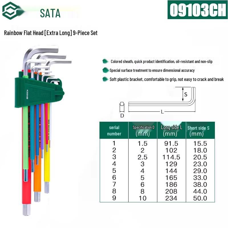 SATA Extra Long Hex & Torx Wrench Set with Ball & Flat Heads
