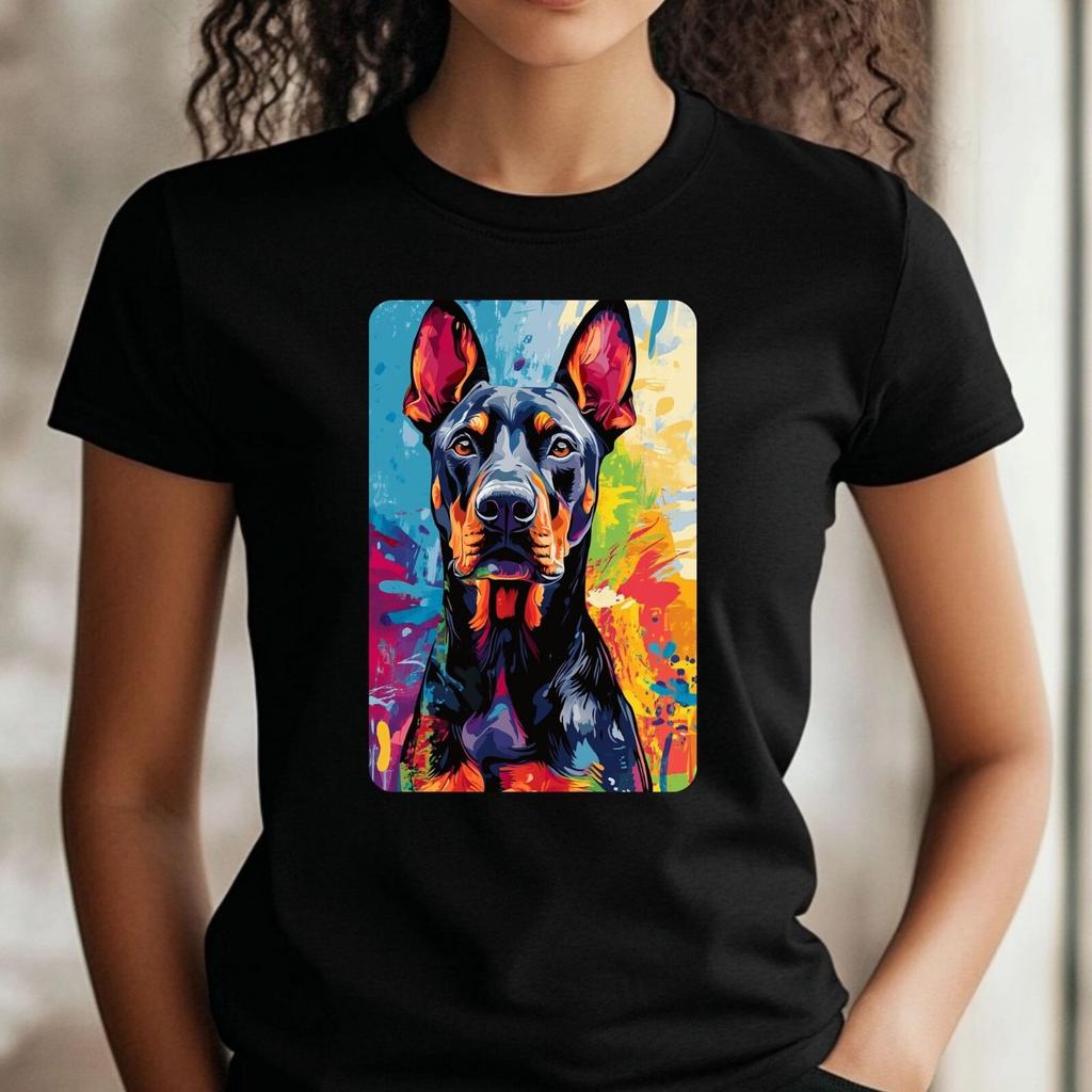 T-Shirt Frauen Dobermann Motiv Baumwolle Größe XS bis 3XLWird in neuem Fenster oder Tab geöffnet