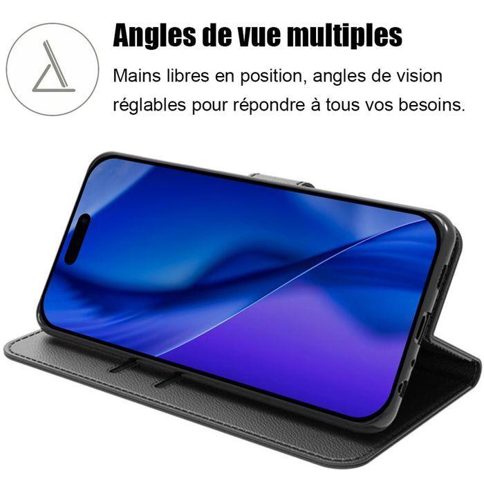 Case for iPhone 17 Pro - BOOLING - Synthetic Leather Protection with Card Holder Black - 2 Tempered Glass