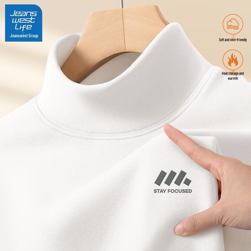 Jeanswest Men's Fleece Lined Half-High Neck Long Sleeve T-Shirt