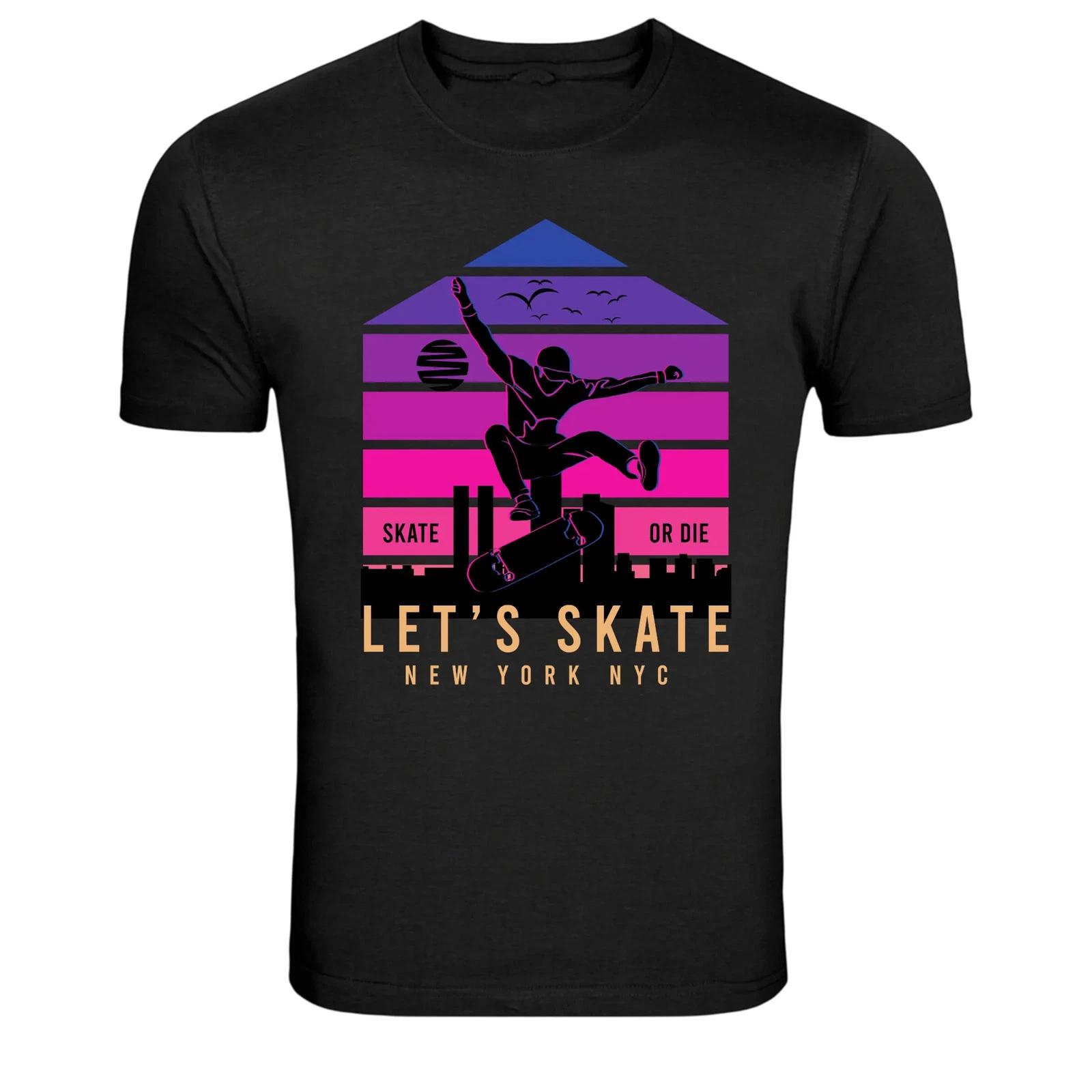 Lets Skate New York Skateboarding Graphic T-Shirt XL