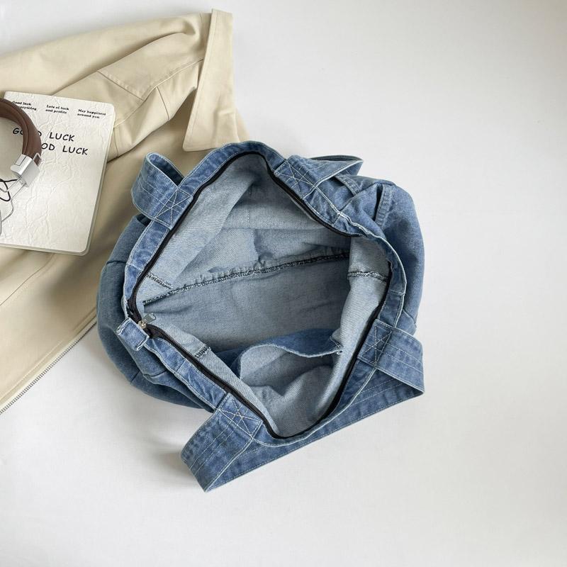 Vintage Denim Bag Women's Large Capacity Lightweight Handbag Tote Bag Student Class Crossbody Bag