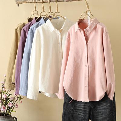 Blouses Fille Style Japonais Brèves Manches Longues Chemises à Dos Uni Haut Long Automne Vêtements Femme