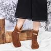 Modische Wildleder Schneestiefel Damenschuhe Winter Mittelhohe Stiefel Outdoor Mit Samt Gefütterte Damen Rutschfeste Baumwollschuhe Warme Flache Damenstiefel