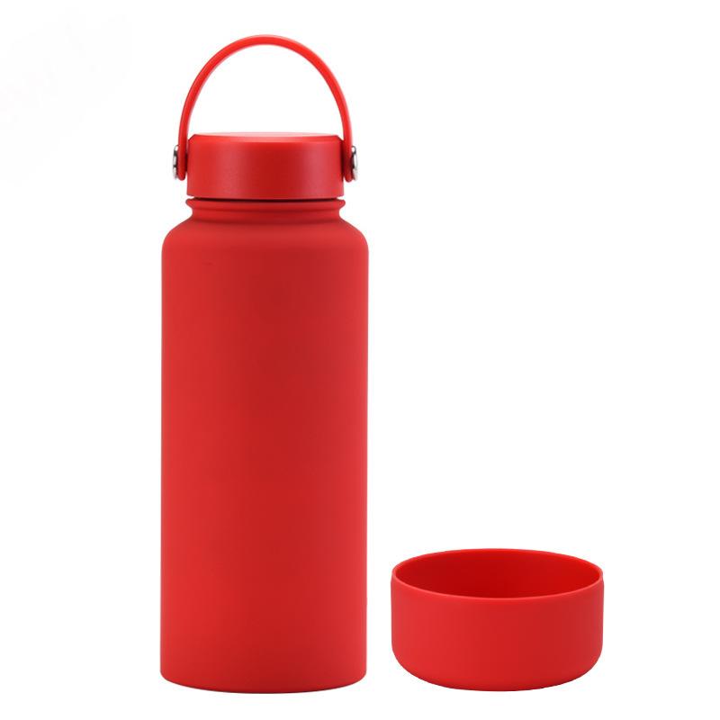 1L Large-Capacity Thermos Cup With Non-Slip Bottom, Portable Outdoor Sports Kettle, Frosted Water Cup