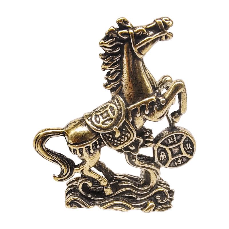 Handmade Brass Chinese Zodiac Horse Figurine: Bring Wealth & Prosperity - Small Home Ornament & Tea Pet Gift