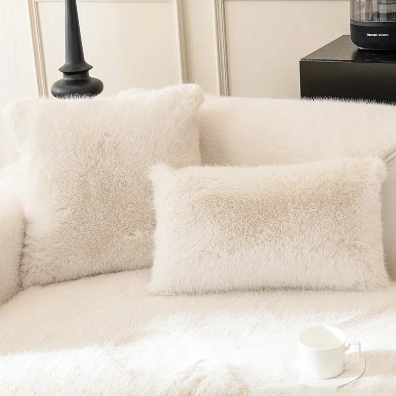 Thicken Plush Sofa Cushion Luxury Solid Color Sofa Towel Covers Soft Non-slip Couch Slipcovers for Living Room Bay Window Pad