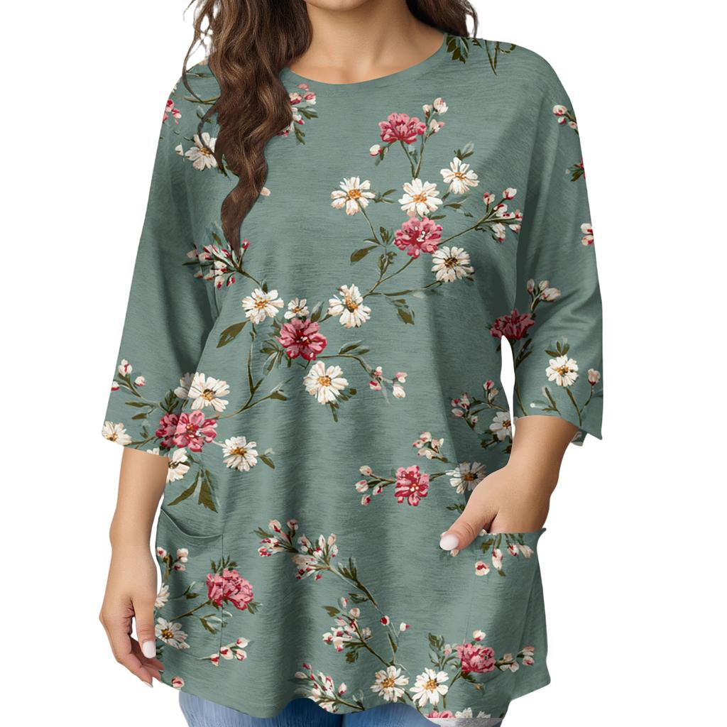Dámska módna blúzka s potlačou a krátkym rukávom vo veľkosti Plus Size pre elegantné dochádzanie do práce a bežné nosenie