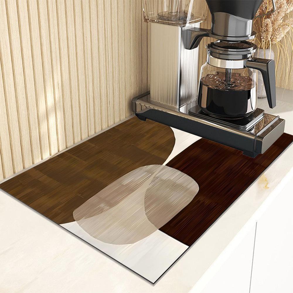 Modern Abstract Geometric Absorbent Dish Drying Mat Decor Multi-Functional Kitchen Counter Dining Table Coffee Machine Pad