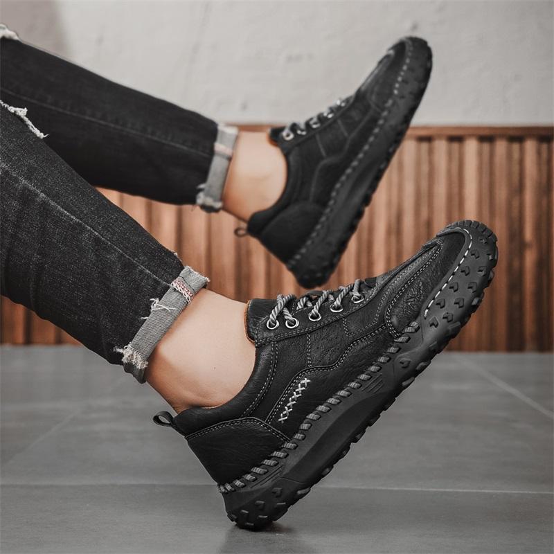 Fashion 2025 New Leather Mens Casual ShoesMen Treking Footwear  Leisure Walk Man Flats New Arrival Driving Shoes All-match Hiking Shoes