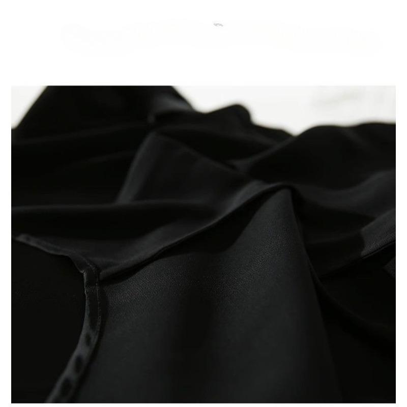 White Satin Shirt Loose Fit Spring Autumn Black Blouse Fashionable Design High Quality Comfortable Stylish Top
