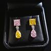 Imitation Zircon Sugar Cube Stud Earrings Women's Versatile Water Drop Pear-shaped Long Earrings High-end Colored Treasure Earrings