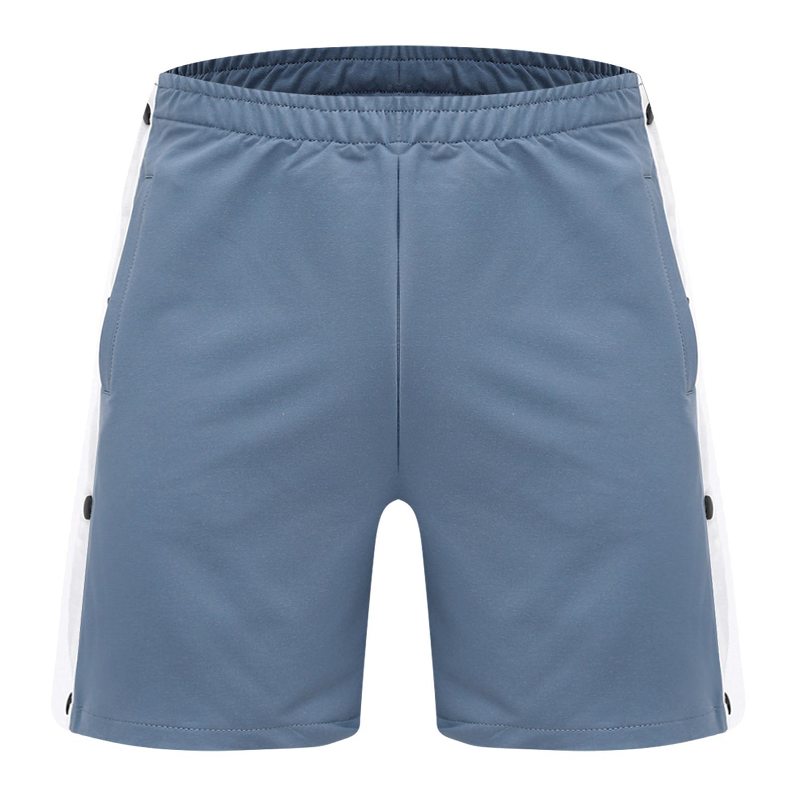 

Mens Tear Away Athletic Shorts Sides Pressing Buttons Easy Wear Elastic Waistband Casual Shorts Adaptive Clothing 3XL світло-синій колір