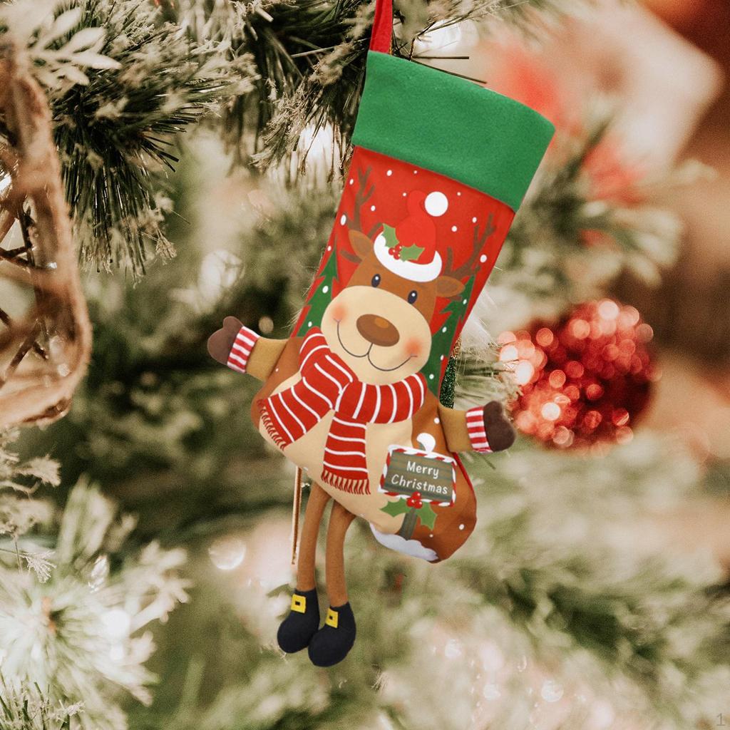 Christmas Stocking Candy Gift Bag Decoration Hanging Decor Fireplace for