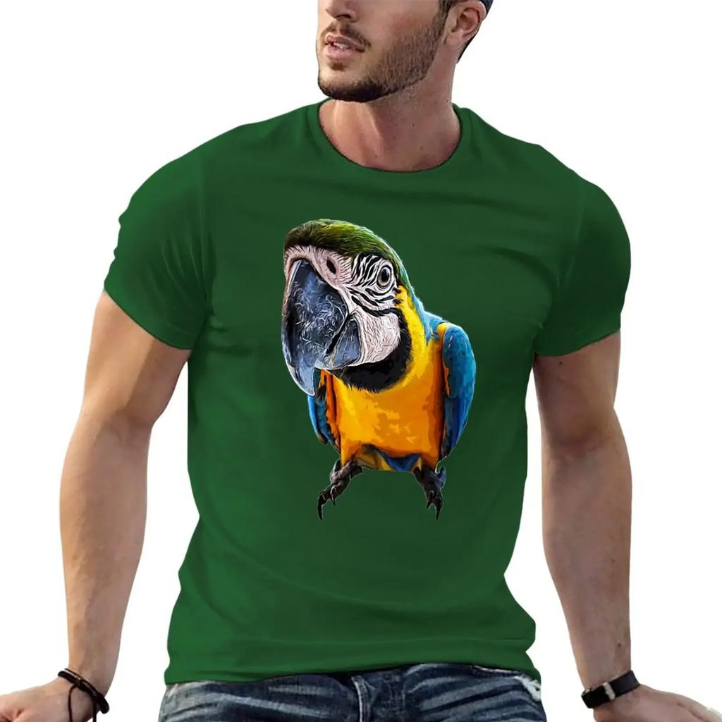 Parrot T-Shirt  t-shirt summer clothes shirt  edition t shirt clothing Cartoon Hot Sale Blue and Gold Macaw  harajuku