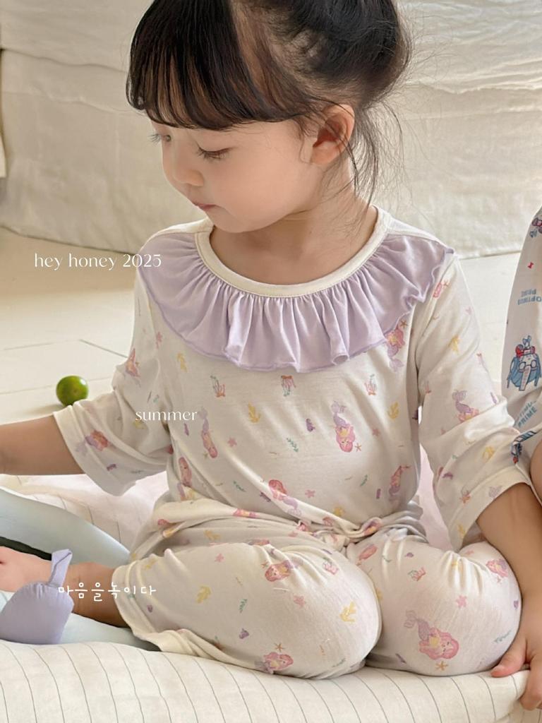 In Stock Hey Sweetheart Kids' Summer Tencel Pajama Set - Cool Short Sleeve Home Wear for Boys and Girls