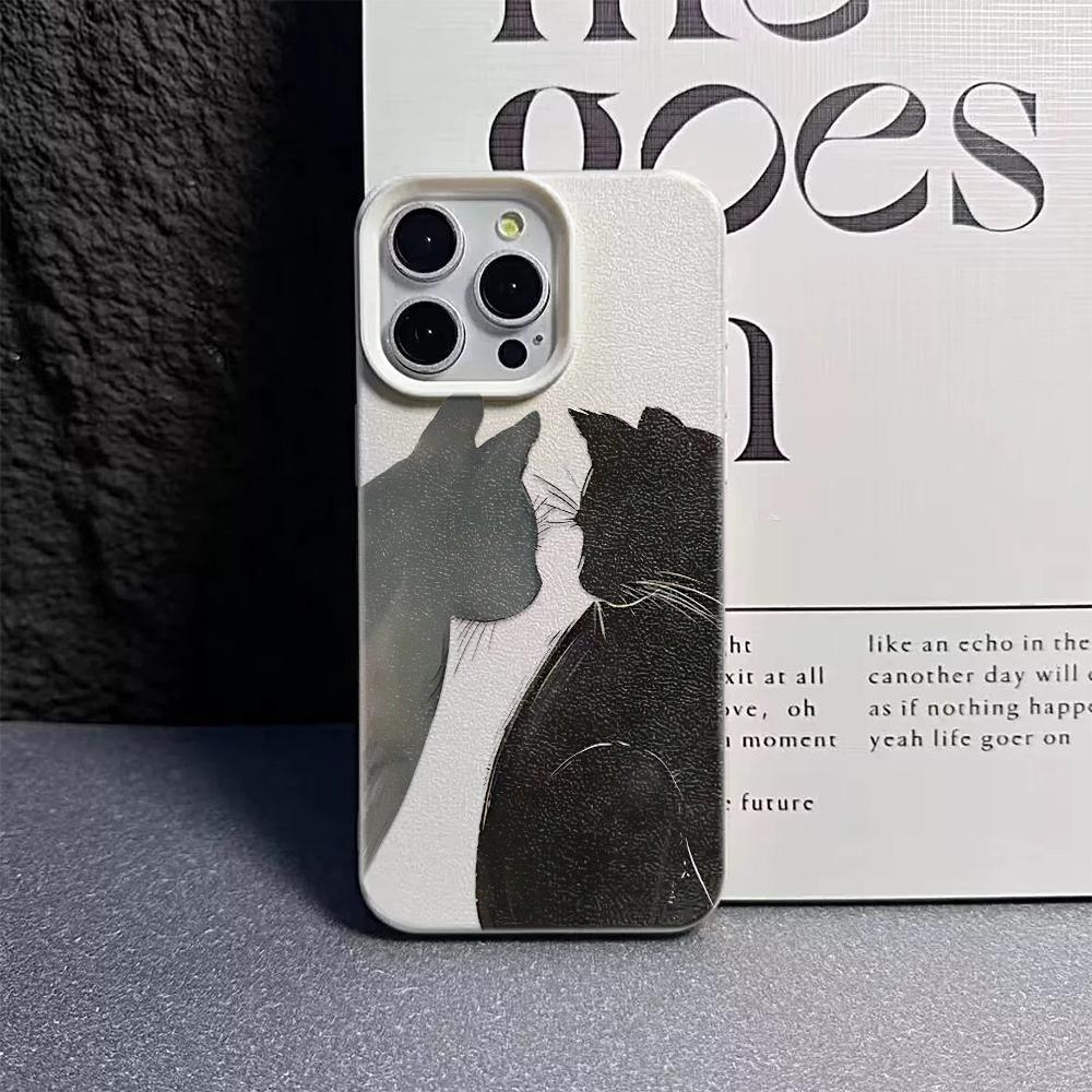Couple Doodling Cats Phone Silicone Shockproof Case For IPhone 15 17 16 14 13 12 11 Pro Max 17 Air Phone Soft Protection Cover