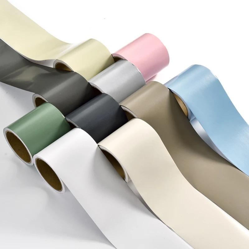 1PC 5m/196.85inch PVC Self-adhesive Baseboard Waterproof Wall Sticker Window Sill Door Frame Edge Wrapping Renovation Decorative