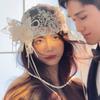Ancient Lace Bridal Headwrap Hair Styling Accessory Elegant Headpiece for Bride Wedding Ceremony and Photography Wear