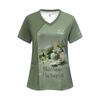Beautiful 3D printed V-neck green aromatherapy massage yoga meditation outfit top, women's clothing category, top T-shirt
