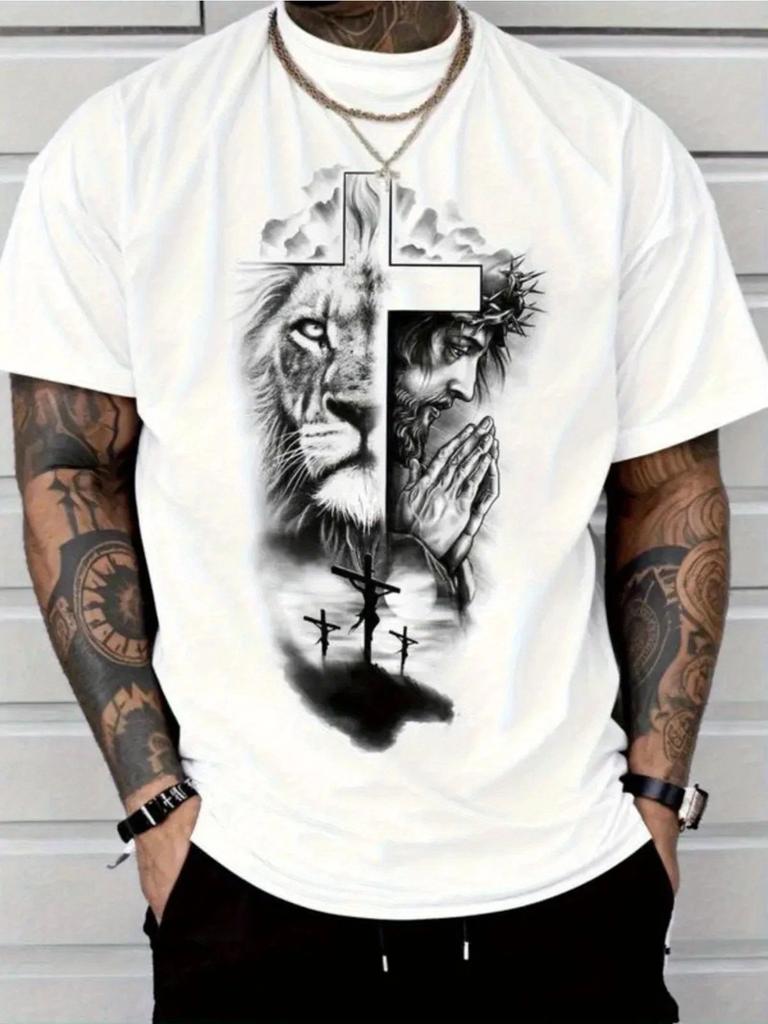 Lejonet från Juda och Jesus Törnekrona Grafisk T-shirt - Kristendom T-shirt