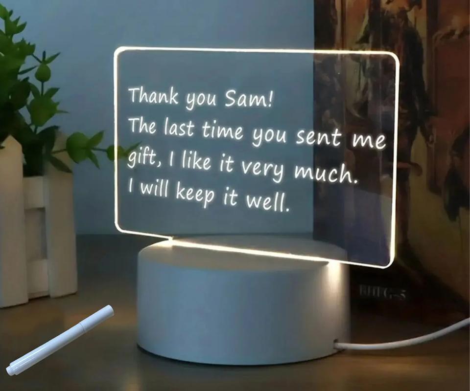 Writing Board Night Light Lamp Baby Transparent Acrylic Led Lights 3D Message Board Night Lights For Bedroom Desk